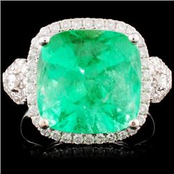18K Gold 6.76ct Emerald & 0.65ctw Diamond Ring