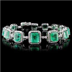 14K White Gold 17.09ct Emerald & 3.09ct Diamond Br