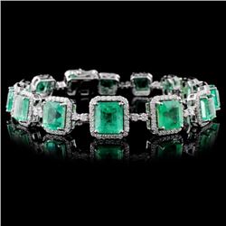 14K White Gold 17.09ct Emerald & 3.09ct Diamond Br