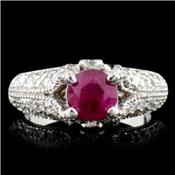 14K White Gold 1.03ct Ruby & 1.12ct Diamond Ring