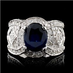 14K White Gold 2.50ct Sapphire & 1.36ct Diamond Ri