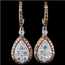 14K White Gold 2.53ctw Fancy Color Diamond Earring