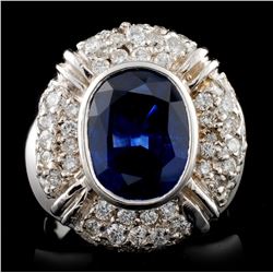 14K White Gold 4.38ct Sapphire & 1.56ct Diamond Ri