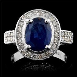 14K White Gold 2.65ct Sapphire & 1.06ct Diamond Ri