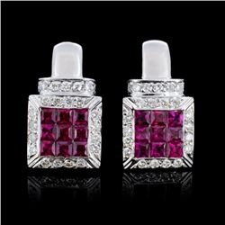 18K Gold 2.37ct Ruby & 0.72ct Diamond Earrings