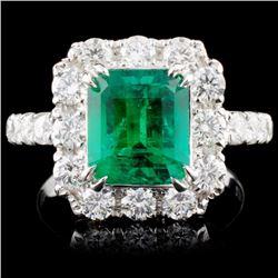 18K Gold 2.39ct Emerald & 1.43ct Diamond Ring