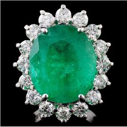 18K Gold 11.30ct Emerald & 2.54ct Diamond Ring