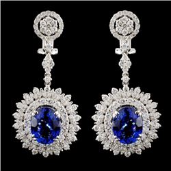 18K Gold 7.50ctw Tanzanite & 4.58ctw Diamond Earri