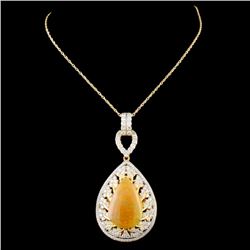 18K Gold 7.28ct Opal & 1.88ctw Diamond Pendant