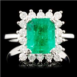 18K Gold 2.28ct Emerald & 0.57ctw Diamond Ring