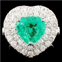 18K Gold 2.23ct Emerald & 1.79ctw Diamond Ring