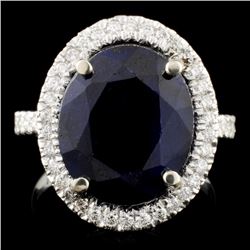 14K Gold 8.47ct Sapphire & 0.69ctw Diamond Ring