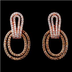 14K Rose Gold 1.25ctw Fancy Color Diamond Earrings