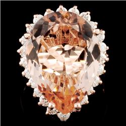 14K Gold 8.50ct Morganite & 0.86ctw Diamond Ring