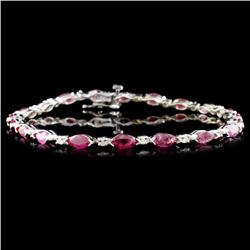 14K Gold 5.26ctw Ruby & 0.30ctw Diamond Bracelet