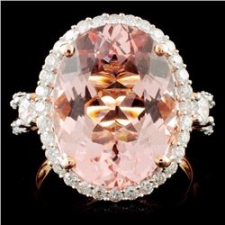 14K Gold 8.51ct Morganite & 1.00ctw Diamond Ring