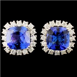 14K Gold 5.54ct Tanzanite & 1.08ctw Diamond Earrin