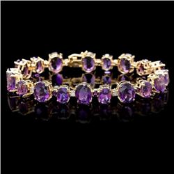 `14k Gold 37ct Amethyst .80ct Diamond Bracelet