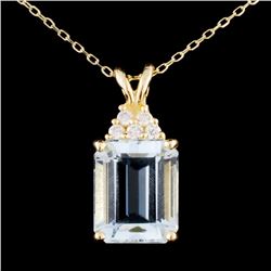 14K Gold 5.25ct Aquamarine & 0.14ctw Diamond Penda