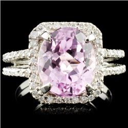 14K Gold 5.40ct Kunzite & 0.44ctw Diamond Ring