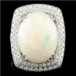 14K Gold 8.45ct Opal & 1.37ctw Diamond Ring