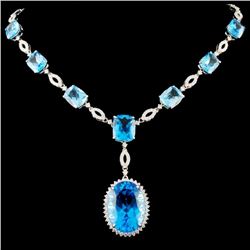 14K Gold 55.86ct Topaz & 5.18ctw Diamond Necklace