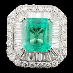 18K Gold 7.27ct Emerald & 3.62ctw Diamond Ring