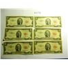Image 1 : Six (6) 1953 A Red Seal $2 Notes, All One Money. ONE IS UNCIRCULATED!