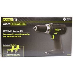 NEW POWER IT 18V DRILL VALUE KIT