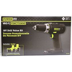 NEW POWER IT 18V DRILL VALUE KIT