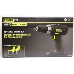 NEW POWER IT 18V DRILL VALUE KIT