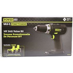 NEW POWER IT 18V DRILL VALUE KIT