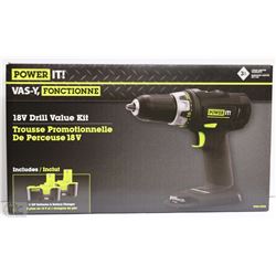 NEW POWER IT 18V DRILL VALUE KIT