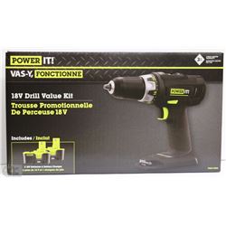 NEW POWER IT 18V DRILL VALUE KIT