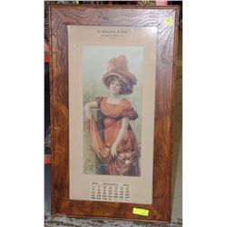 FRAMED JANUARY 1912 G.GOULDING & SONS CALENDER