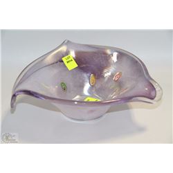 PURPLE MURANO STYLE ART GLASS BOWL