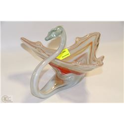 MURANO STYLE ART GLASS SWAN BOWL