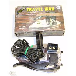 VINTAGE VALIANT TRAVEL IRON W/FOLDING HANDLE IN ORIGINAL BOX