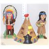 Image 1 : CERAMIC TEEPEE WITH CHEIF AND SQUAW STATUE