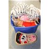 Image 1 : BLUE TOTE OF STUFFED ANIMALS AND DOLLS
