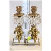 Image 1 : PAIR OF BRASS AND MARBLE CANDLE STICKS