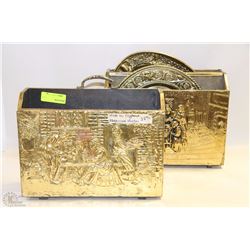 PAIR OF BRASS MAGAZINE RACKS