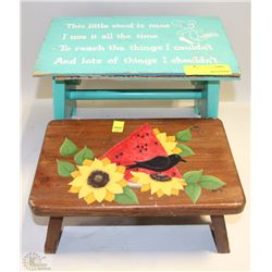 TWO WOODEN STOOLS