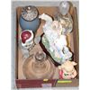 Image 1 : BOX WITH DECANTERS, HORSE FIGURINE, ETC