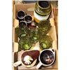 Image 1 : BOX WITH JUGS, GREEN GLASSES, ETC