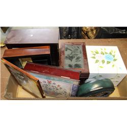 BOX WITH VARIOUS JEWELRY BOXES, ETC