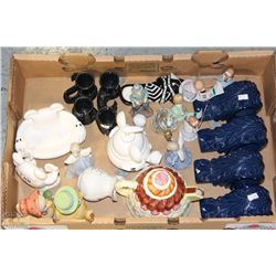 FLAT OF ANGELS, DUCKS, SOAP DISHES, MORE