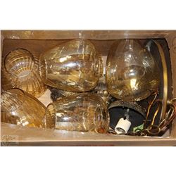 HANGING LIGHT FIXTURE WITH GLASS LAMPSHADES