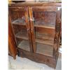 Image 1 : WOOD DISPLAY STAND WITH GLASS DOORS, BOTTOM DRAWER