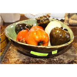GLASS FRUIT BOWL WITH GLASS FRUIT